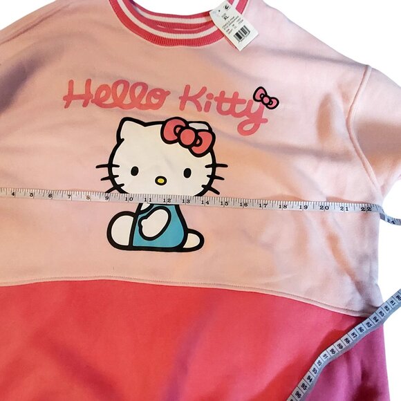 Hello Kitty Color Block Sweatshirt Soft Pink Pastel Kawaii Graphic Pullover S XL - Picture 3 of 7